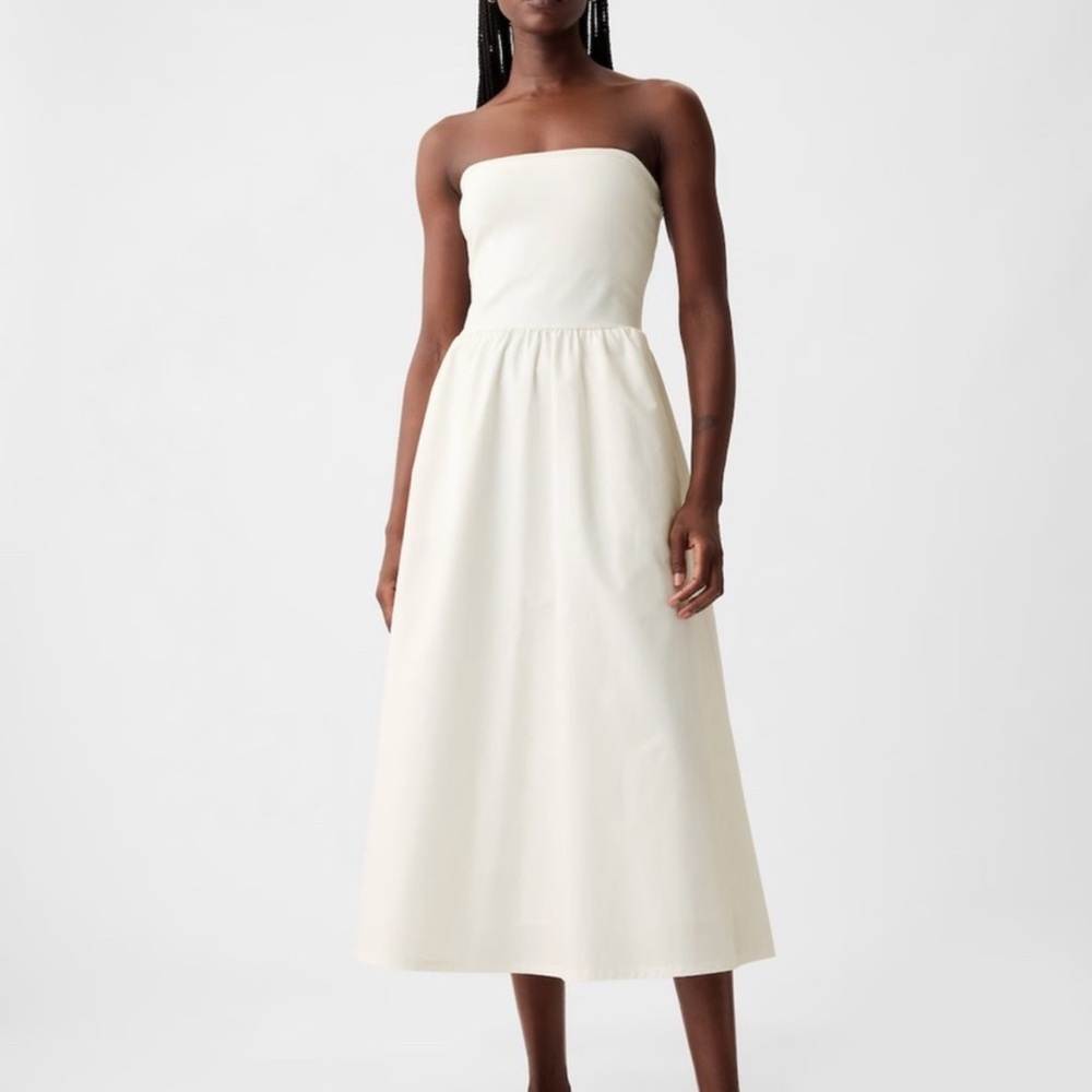 GAP Mixed Media Midi Dress Off White